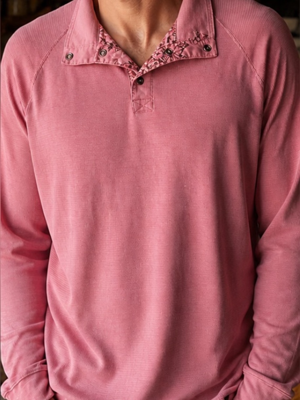 Margaritaville Men's Long Sleeve Polo - Coral Red